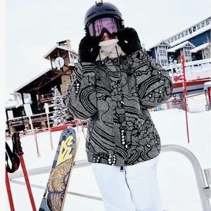 Free People Bunny Slope Printed Puffer Black Combo Size  XS & Small Orig. $328